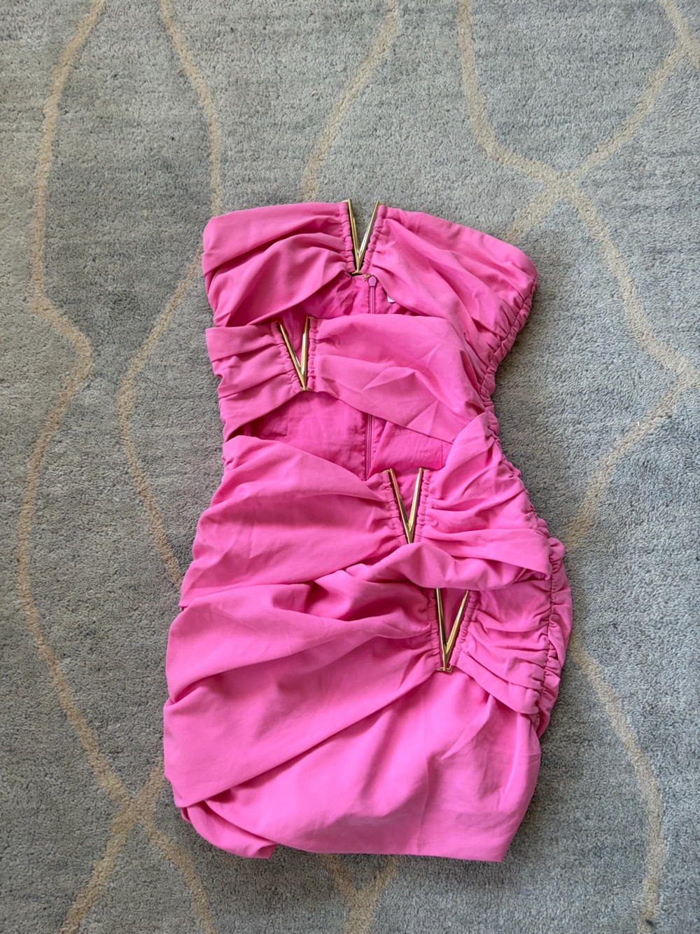 Meshki Vibrant Pink Strapless Dress with Gold Hardware